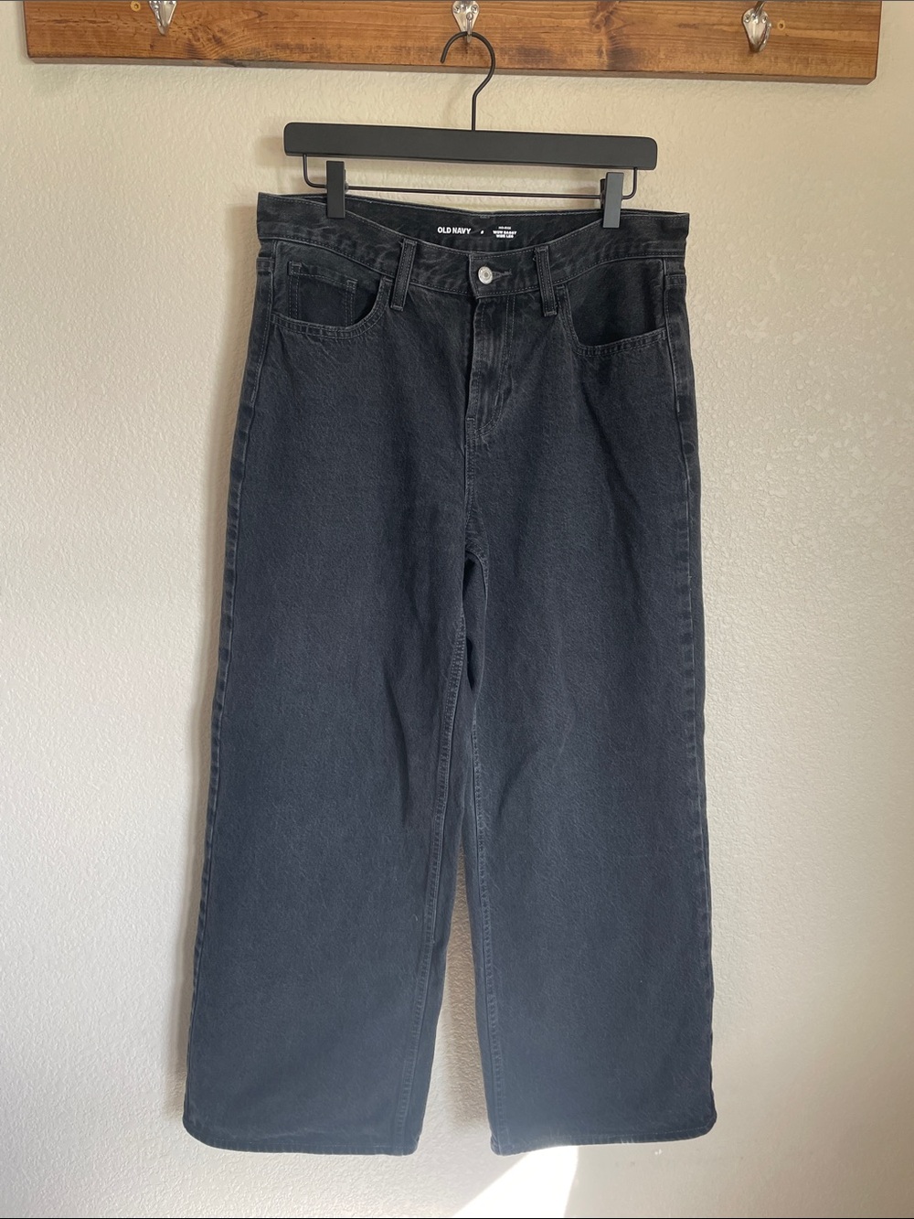 Old Navy Wow Baggy Wide-Leg Mid-Rise Black Jeans 8 Loose Grunge Relaxed Casual